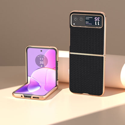 For Motorola Razr 40 Genuine Leather Luxury Series Nano Plating Phone Case(Black) by buy2fix