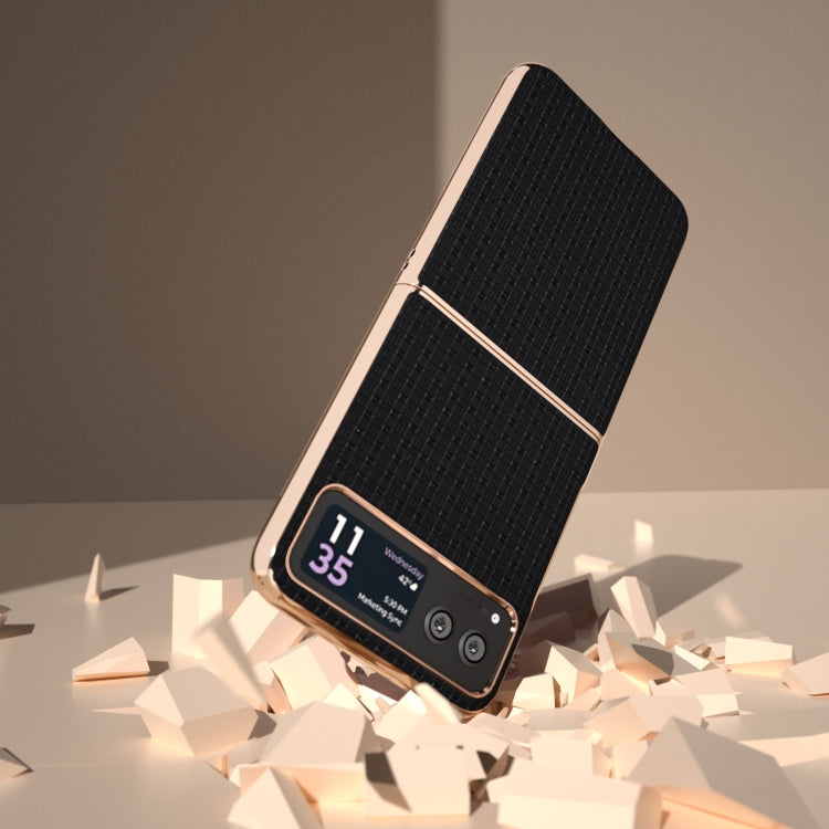 For Motorola Razr 40 Genuine Leather Luxury Series Nano Plating Phone Case(Black) by buy2fix