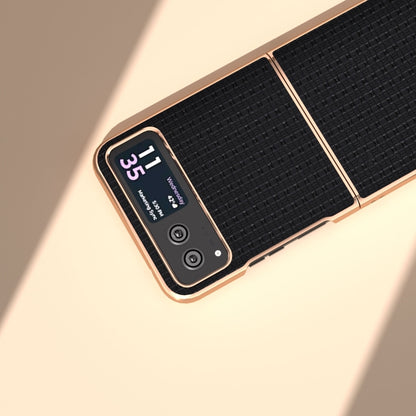 For Motorola Razr 40 Genuine Leather Luxury Series Nano Plating Phone Case(Black) by buy2fix