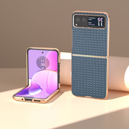 For Motorola Razr 40 Genuine Leather Luxury Series Nano Plating Phone Case(Royal Blue) by buy2fix