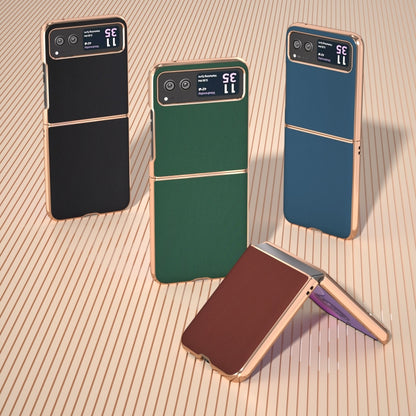 For Motorola Razr 40 Genuine Leather Silk Series Nano Plating Phone Case(Black) - Motorola Cases by buy2fix | Online Shopping UK | buy2fix