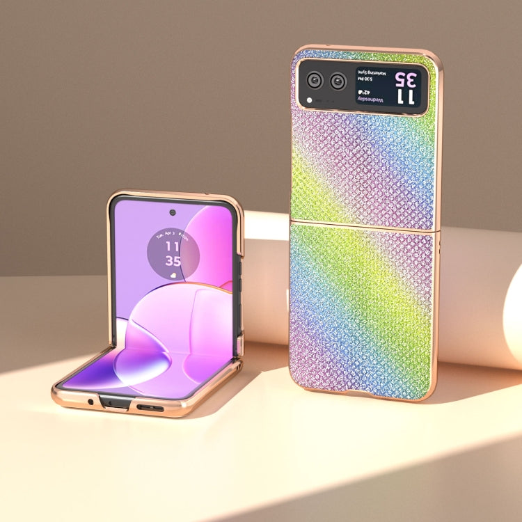 For Motorola Razr 40 Nano Plating Diamond Texture Phone Case(Rainbow) by buy2fix