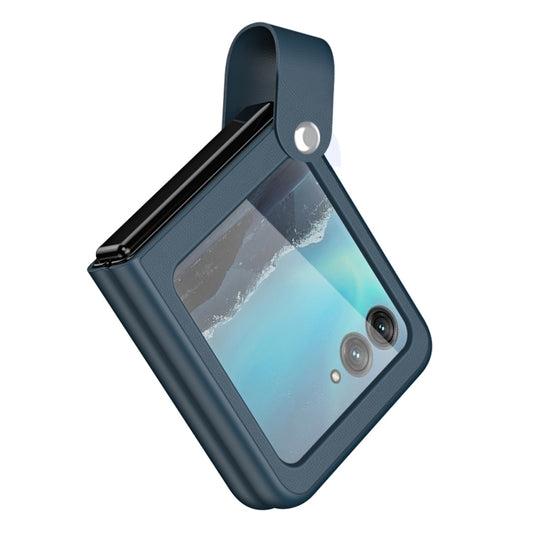 For Motorola Razr 40 Ultra Hand Strap Type Leather Phone Case(Green) - Motorola Cases by buy2fix | Online Shopping UK | buy2fix