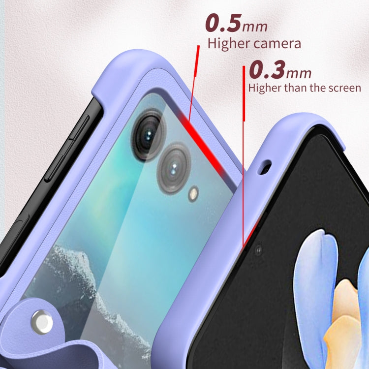 For Motorola Razr 40 Ultra Hand Strap Type Leather Phone Case(Black) - Motorola Cases by buy2fix | Online Shopping UK | buy2fix