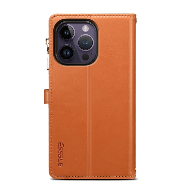 For iPhone 15 Pro ESEBLE Star Series Lanyard Zipper Wallet RFID Leather Case(Brown) - iPhone 15 Pro Cases by ESEBLE | Online Shopping UK | buy2fix