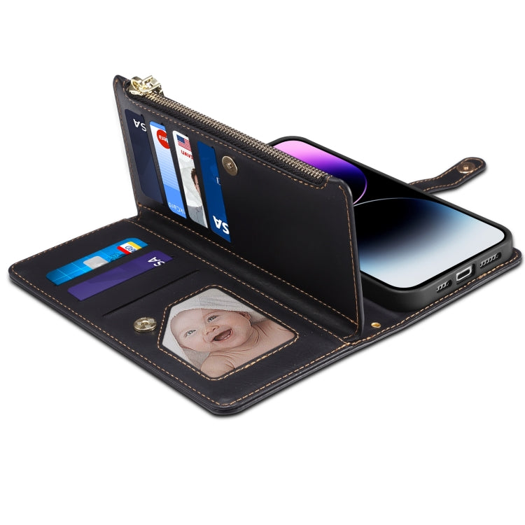 For iPhone 15 Pro ESEBLE Star Series Lanyard Zipper Wallet RFID Leather Case(Black) - iPhone 15 Pro Cases by ESEBLE | Online Shopping UK | buy2fix