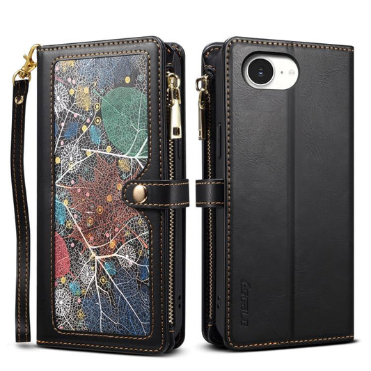 For iPhone 16e ESEBLE Star Series Lanyard Zipper Wallet RFID Leather Case(Black) - iPhone 16e Cases by ESEBLE | Online Shopping UK | buy2fix
