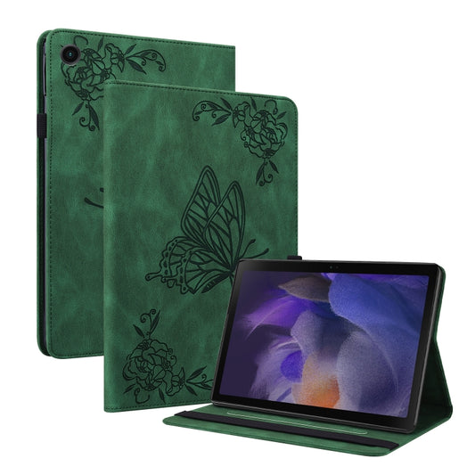 For Samsung Galaxy Tab A11+ / А9+ Butterfly Flower Embossed Leather Tablet Case(Green) by buy2fix