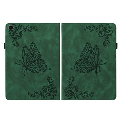 For Samsung Galaxy Tab A11+ / А9+ Butterfly Flower Embossed Leather Tablet Case(Green) by buy2fix