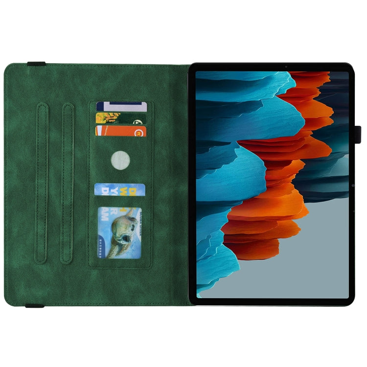 For Samsung Galaxy Tab S7+/S7 FE/S8+ Butterfly Flower Embossed Leather Tablet Case(Green) by buy2fix