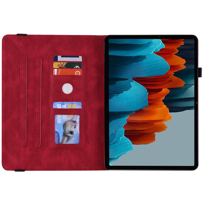 For Samsung Galaxy Tab S7+/S7 FE/S8+ Butterfly Flower Embossed Leather Tablet Case(Red) - Tab S7+ T970 / T976B by buy2fix | Online Shopping UK | buy2fix