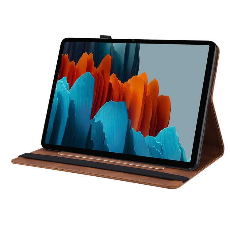 For Samsung Galaxy Tab S7+/S7 FE/S8+ Butterfly Flower Embossed Leather Tablet Case(Brown) by buy2fix