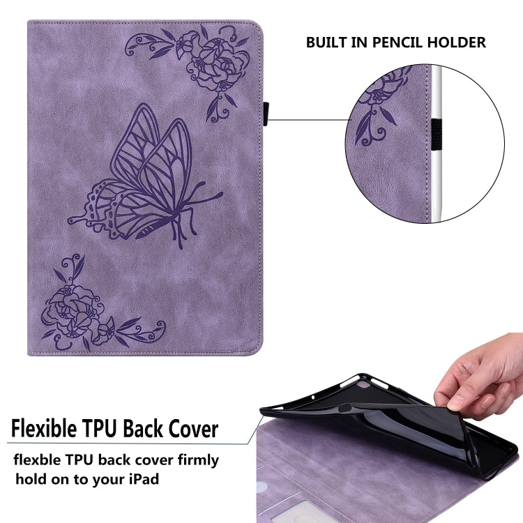 For Samsung Galaxy Tab S7+/S7 FE/S8+ Butterfly Flower Embossed Leather Tablet Case(Purple) by buy2fix