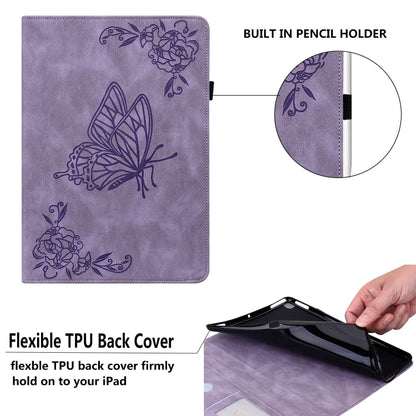 For Samsung Galaxy Tab S7+/S7 FE/S8+ Butterfly Flower Embossed Leather Tablet Case(Purple) by buy2fix