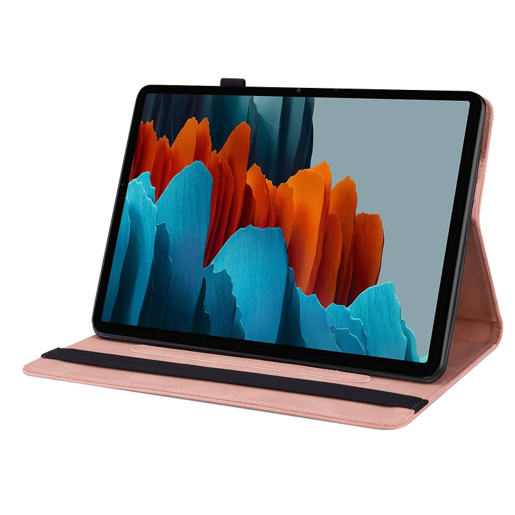 For Samsung Galaxy Tab S7+/S7 FE/S8+ Butterfly Flower Embossed Leather Tablet Case(Rose Gold) by buy2fix