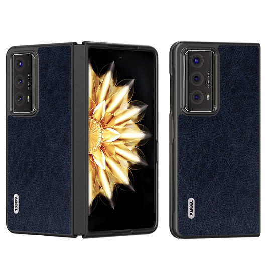 For Honor Magic V2 ABEEL Retro Litchi Texture PU Phone Case(Blue)