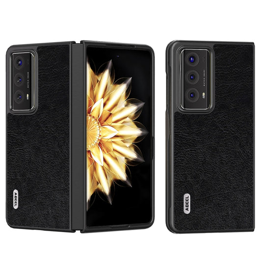 For Honor Magic V2 ABEEL Retro Litchi Texture PU Phone Case(Black)