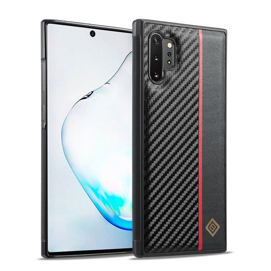 For Samsung Galaxy Note10+ LC.IMEEKE 3 in 1 Carbon Fiber Texture Shockproof Phone Case(Black)