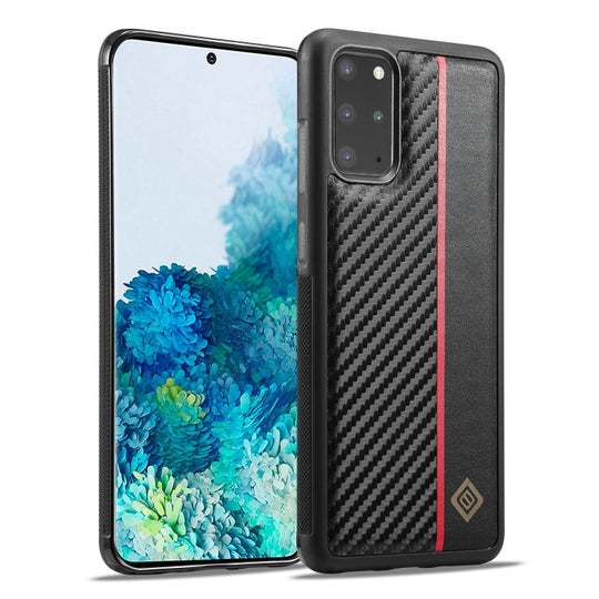 For Samsung Galaxy S20+ LC.IMEEKE 3 in 1 Carbon Fiber Texture Shockproof Phone Case(Black)