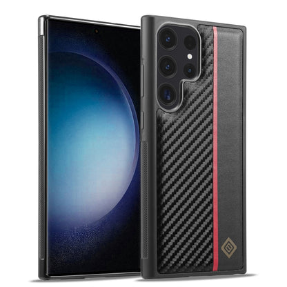 For Samsung Galaxy S22 Ultra LC.IMEEKE 3 in 1 Carbon Fiber Texture Shockproof Phone Case(Black) by LC.IMEEKE