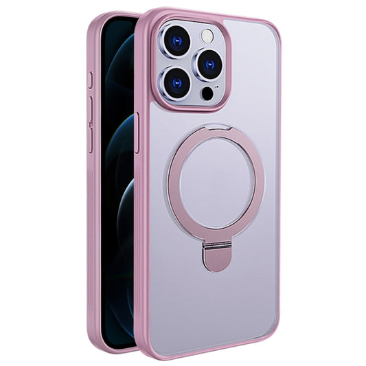 For iPhone 12 Pro Max Multifunctional MagSafe Holder Phone Case(Pink) by buy2fix