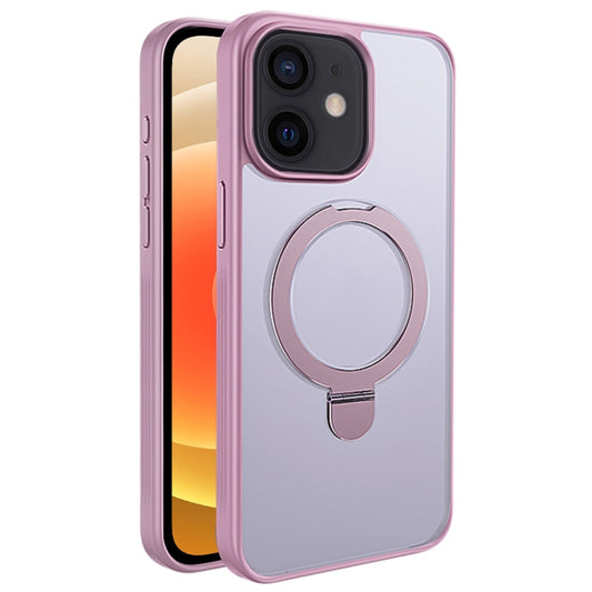 For iPhone 12 Multifunctional MagSafe Holder Phone Case(Pink) by buy2fix