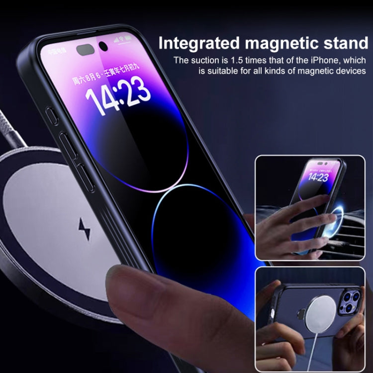 For iPhone 14 Plus Multifunctional MagSafe Holder Phone Case(Purple) - iPhone 14 Plus Cases by buy2fix | Online Shopping UK | buy2fix