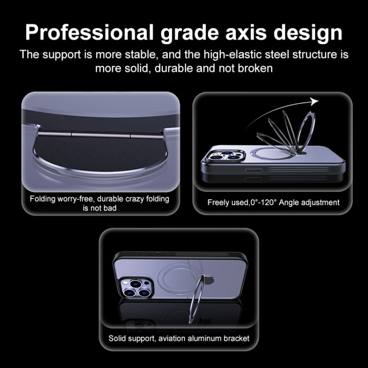 For iPhone 14 Plus Multifunctional MagSafe Holder Phone Case(Purple) - iPhone 14 Plus Cases by buy2fix | Online Shopping UK | buy2fix