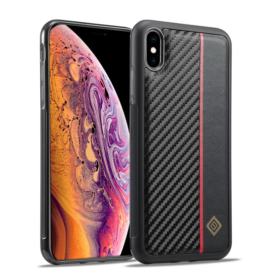 For iPhone XR LC.IMEEKE 3 in 1 Carbon Fiber Texture Shockproof Phone Case(Black)