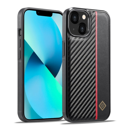 For iPhone 14 LC.IMEEKE 3 in 1 Carbon Fiber Texture Shockproof Phone Case(Black) - iPhone 14 Cases by LC.IMEEKE | Online Shopping UK | buy2fix