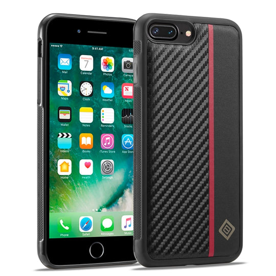 For iPhone 7 Plus / 8 Plus LC.IMEEKE 3 in 1 Carbon Fiber Texture Shockproof Phone Case(Black)