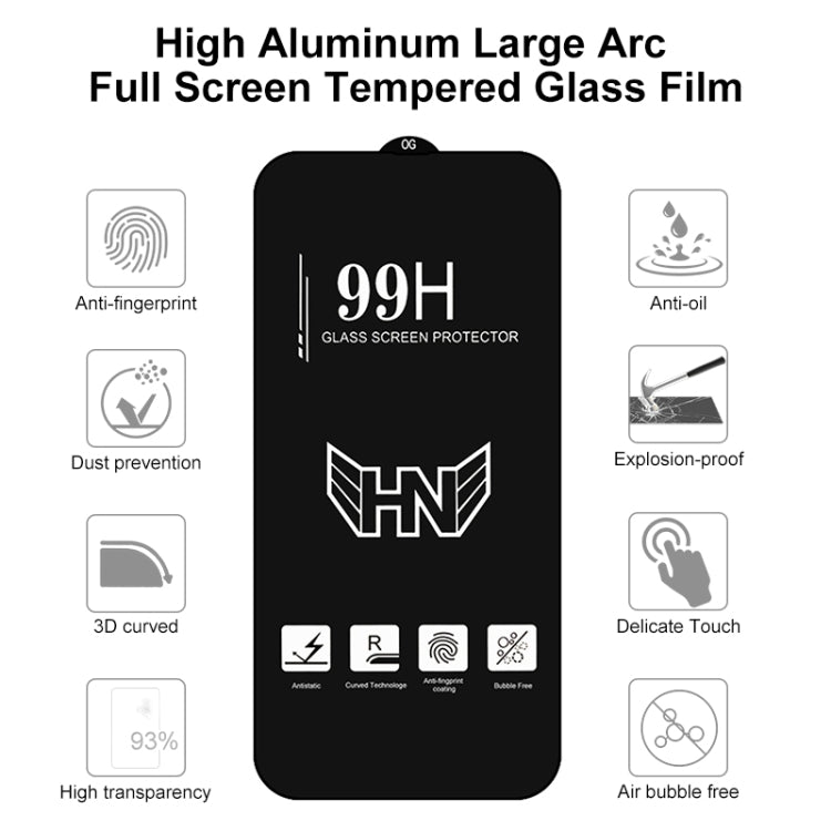 For iPhone 16 Pro Max High Aluminum Large Arc Full Screen Tempered Glass Film by buy2fix