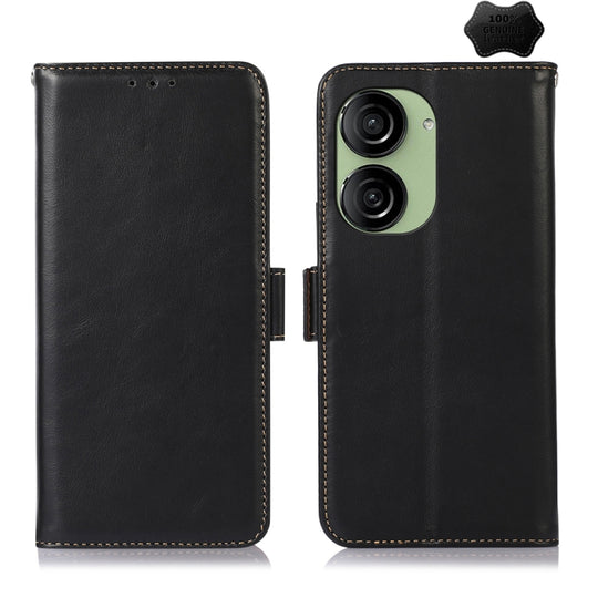 For Asus ZenFone 10 / 9 Magnetic Crazy Horse Texture Genuine Leather RFID Phone Case(Black)