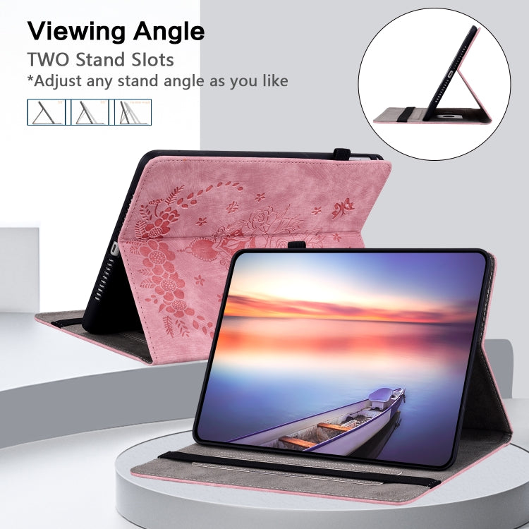 For Amazon Kindle Paperwhite 5 2024 Butterfly Rose Embossed Leather Tablet Case(Pink) - Amazon by buy2fix | Online Shopping UK | buy2fix