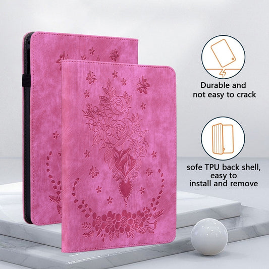For Amazon Kindle Paperwhite 5 2024 Butterfly Rose Embossed Leather Tablet Case(Rose Red) - Amazon by buy2fix | Online Shopping UK | buy2fix