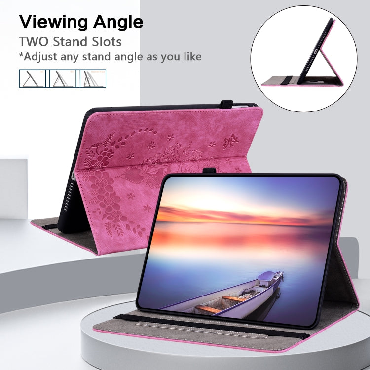 For Amazon Kindle Paperwhite 5 2024 Butterfly Rose Embossed Leather Tablet Case(Rose Red) - Amazon by buy2fix | Online Shopping UK | buy2fix