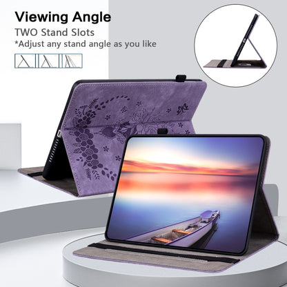 For Amazon Kindle Paperwhite 5 2024 Butterfly Rose Embossed Leather Tablet Case(Purple) - Amazon by buy2fix | Online Shopping UK | buy2fix