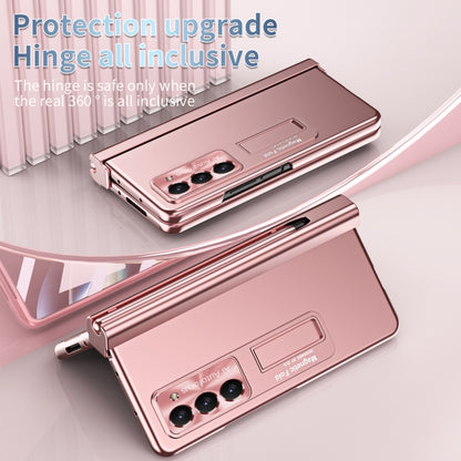 For Samsung Galaxy Z Fold5 Electroplating Corrugated Hinge Folding Phone Case with Pen Slot(Pink) - Galaxy Z Fold5 Cases by buy2fix | Online Shopping UK | buy2fix