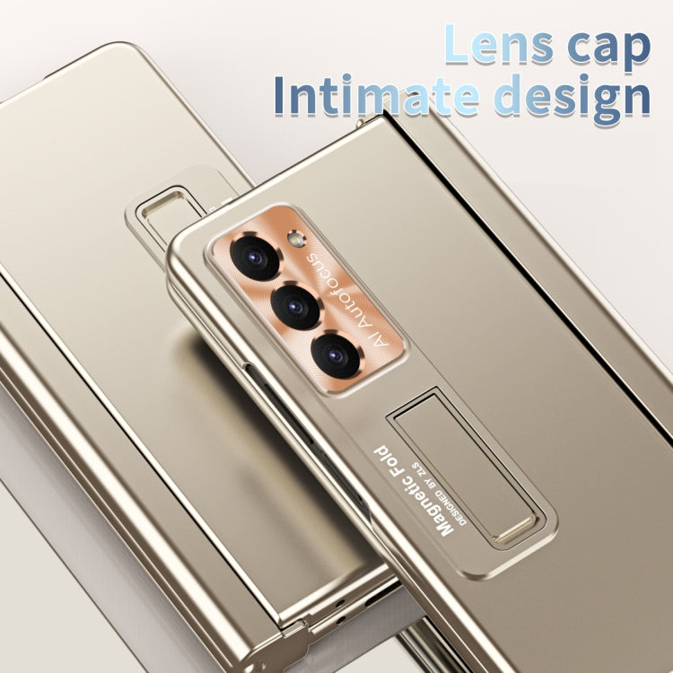 For Samsung Galaxy Z Fold5 Electroplating Corrugated Hinge Folding Phone Case with Pen Slot(Gold) - Galaxy Z Fold5 Cases by buy2fix | Online Shopping UK | buy2fix