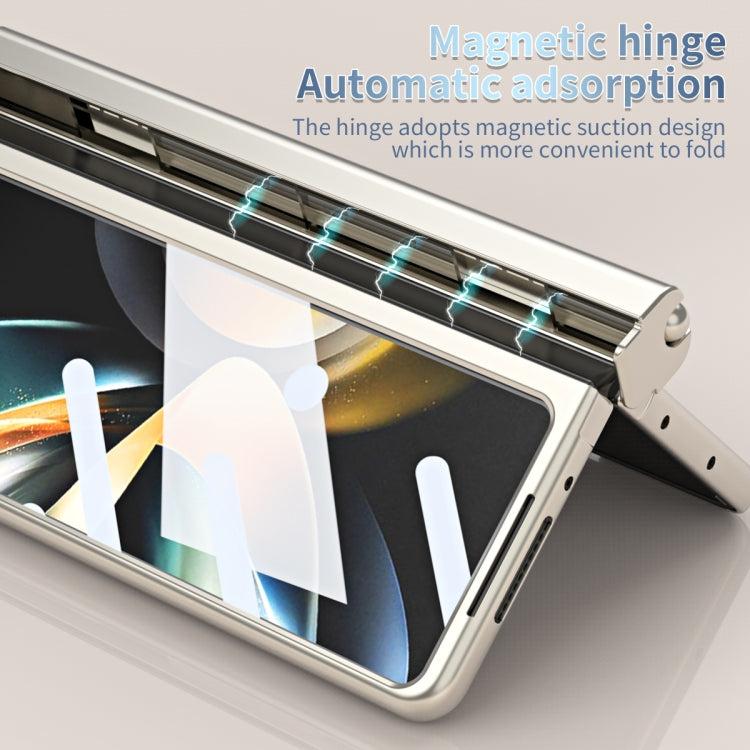 For Samsung Galaxy Z Fold5 Electroplating Corrugated Hinge Folding Phone Case with Pen Slot(Gold) - Galaxy Z Fold5 Cases by buy2fix | Online Shopping UK | buy2fix