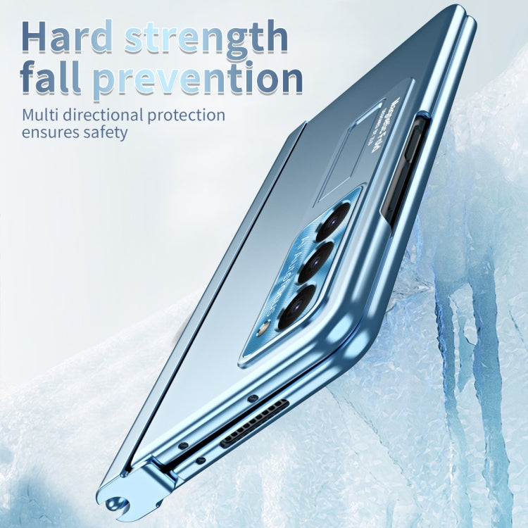 For Samsung Galaxy Z Fold5 Electroplating Corrugated Hinge Folding Phone Case with Pen Slot(Blue) - Galaxy Z Fold5 Cases by buy2fix | Online Shopping UK | buy2fix