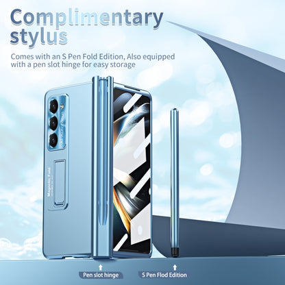 For Samsung Galaxy Z Fold5 Electroplating Corrugated Hinge Folding Phone Case with Pen Slot(Blue) - Galaxy Z Fold5 Cases by buy2fix | Online Shopping UK | buy2fix