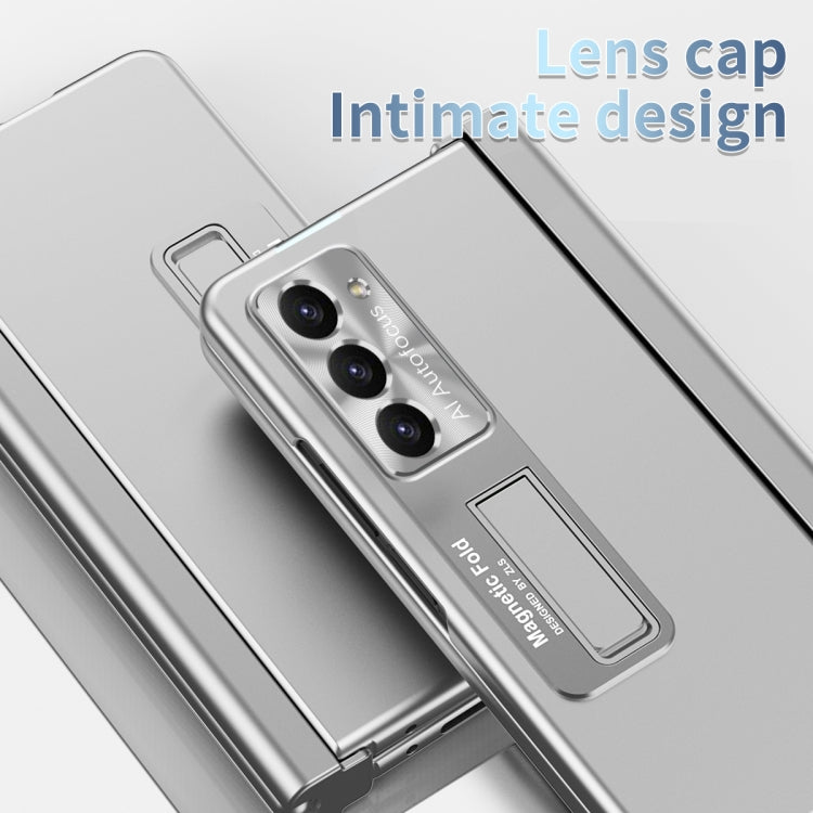 For Samsung Galaxy Z Fold5 Electroplating Corrugated Hinge Folding Phone Case with Pen Slot(Silver) - Galaxy Z Fold5 Cases by buy2fix | Online Shopping UK | buy2fix