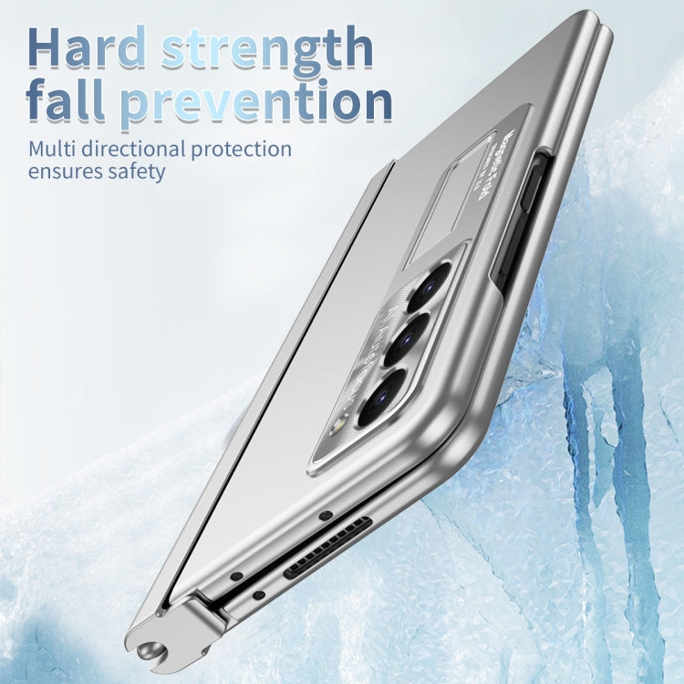 For Samsung Galaxy Z Fold5 Electroplating Corrugated Hinge Folding Phone Case with Pen Slot(Silver) - Galaxy Z Fold5 Cases by buy2fix | Online Shopping UK | buy2fix