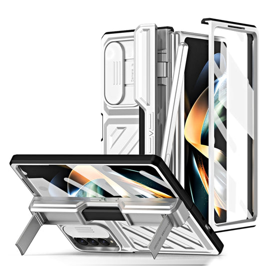 For Samsung Galaxy Z Fold4 TPU + PC Integrated All-inclusive Shockproof Phone Case with Pen(Silver) - Galaxy Z Fold4 5G Cases by buy2fix | Online Shopping UK | buy2fix