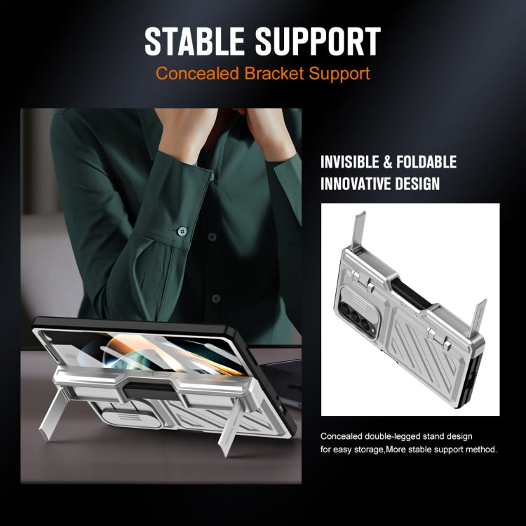 For Samsung Galaxy Z Fold4 TPU + PC Integrated All-inclusive Shockproof Phone Case with Pen(Silver) - Galaxy Z Fold4 5G Cases by buy2fix | Online Shopping UK | buy2fix