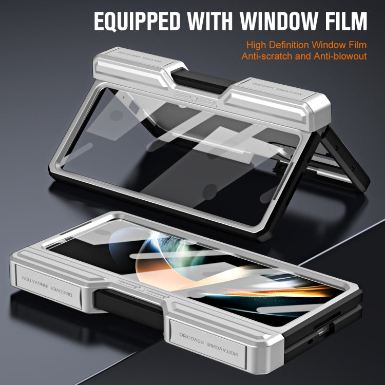 For Samsung Galaxy Z Fold4 TPU + PC Integrated All-inclusive Shockproof Phone Case with Pen(Silver) - Galaxy Z Fold4 5G Cases by buy2fix | Online Shopping UK | buy2fix