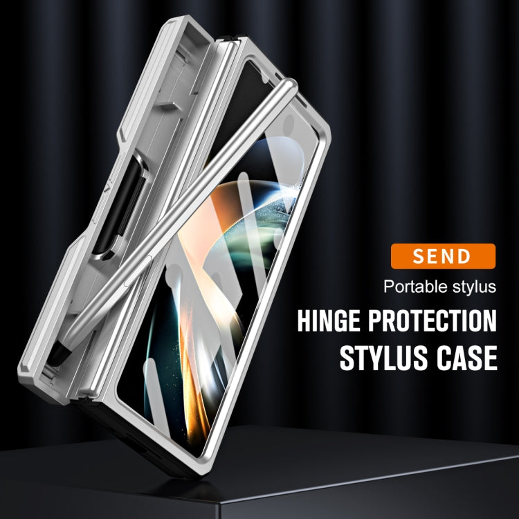 For Samsung Galaxy Z Fold4 TPU + PC Integrated All-inclusive Shockproof Phone Case with Pen(Silver) - Galaxy Z Fold4 5G Cases by buy2fix | Online Shopping UK | buy2fix