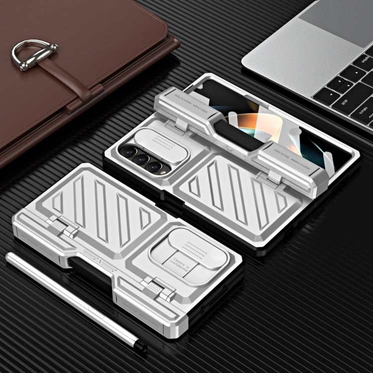 For Samsung Galaxy Z Fold4 TPU + PC Integrated All-inclusive Shockproof Phone Case with Pen(Silver) - Galaxy Z Fold4 5G Cases by buy2fix | Online Shopping UK | buy2fix
