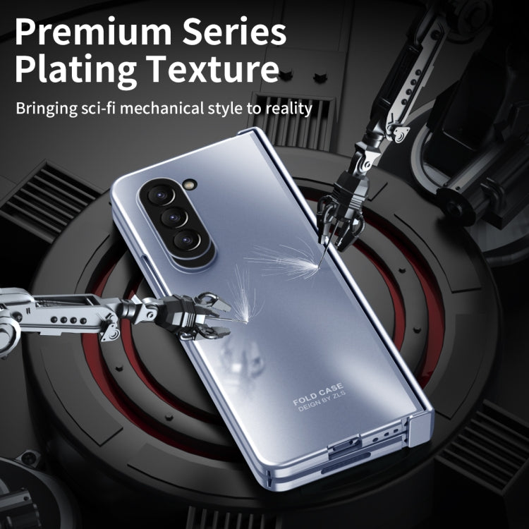 For Samsung Galaxy Z Fold5 Integrated Electroplating Folding All-inclusive Phone Case(Blue) - Galaxy Z Fold5 Cases by buy2fix | Online Shopping UK | buy2fix